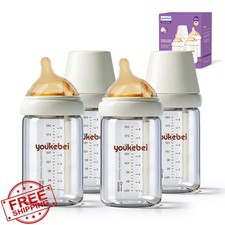 Natural Glass Baby Bottles 8oz 4pk Anti-Colic Medium Flow 3 Months 