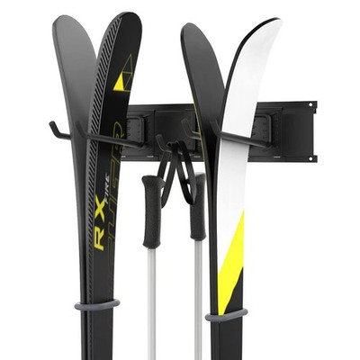 Garage Storage Organization System Ski Wall Rack 2 Pairs of Skis Mount Hanger...