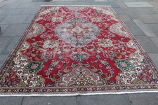 Vintage Worn Hand Made Traditional Oriental Wool Red Carpet 322x226cm