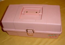 PLANO Tackle Box Pink " CABOODLES Of California " 2 TIER FOLDING TRAYS / CLEAN