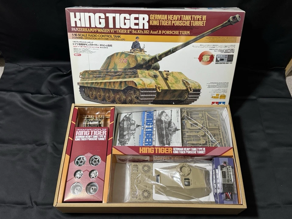 TAMIYA 1/16 German Heavy Tank Type VI King Tiger RC Tank ITEM56007 Made in Japan - Immagine 2 di 4
