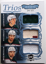 2023-24 UD The Cup Trios Jerseys Keller / Schmaltz / Maccelli /35 Arizona Utah 