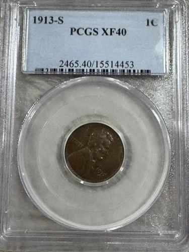 1913-S Lincoln Wheat Cent - 1c PCGS XF40 - Better Date!