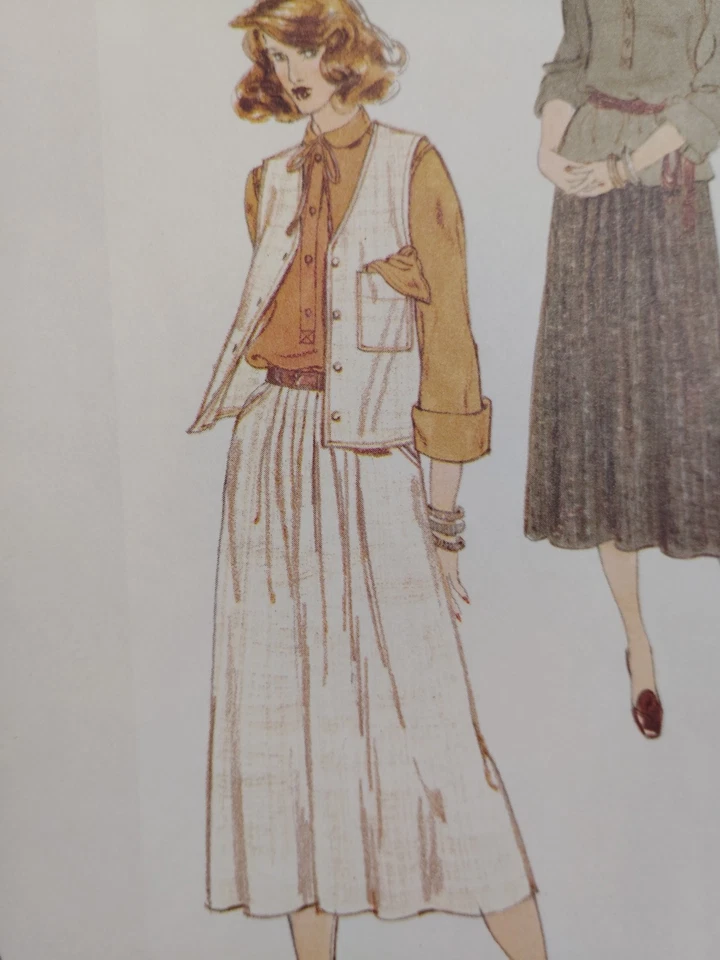 Skirt Handkerchief Vest Skirt Vogue 1957 Sewing Pattern VTG Cut Kasper Loose Fit - Image 3 of 4