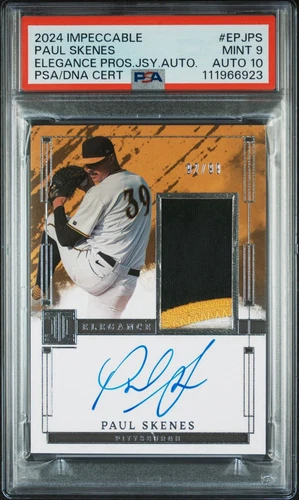 Paul Skenes 2024 Panini Impeccable /99 Patch Auto PSA 9 Auto GEM MT 10 POP 1