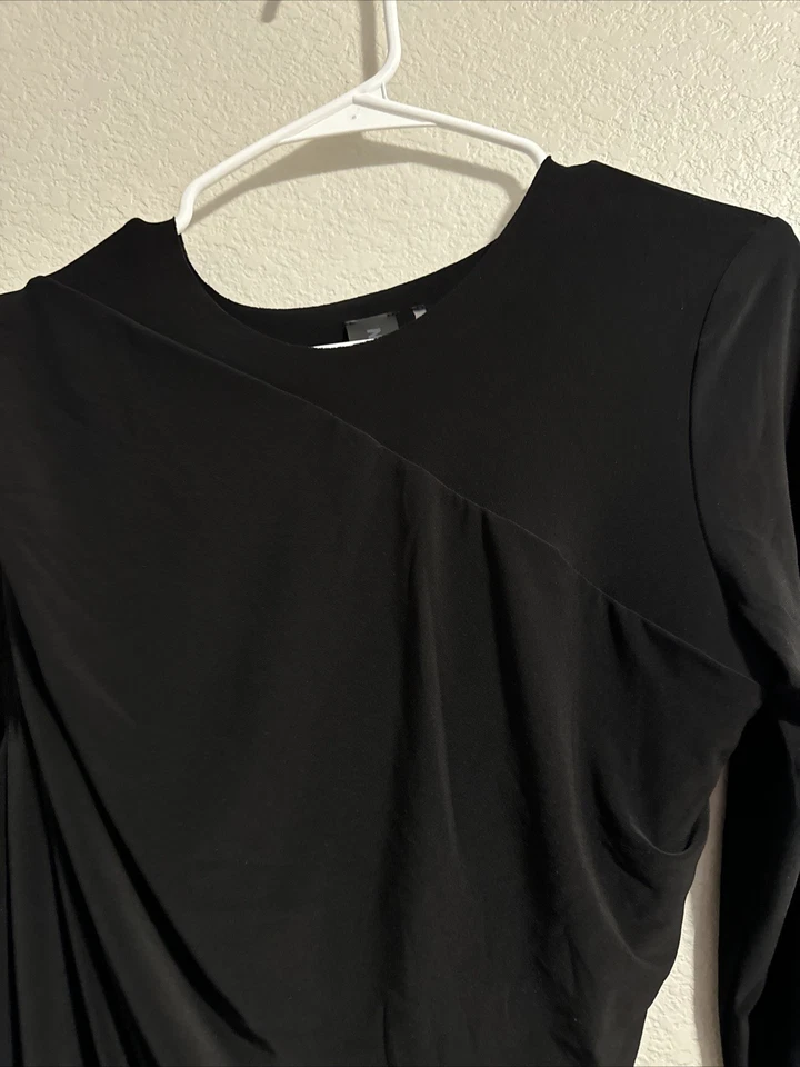 Vestido Norma Kamali Diana Para Mujer Talla M/38 Negro Manga Larga Formal Boda Gala Foto 4 de 4