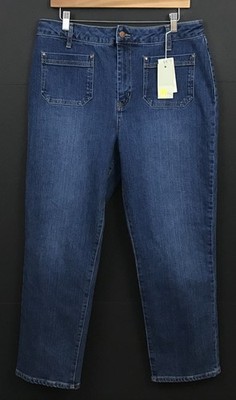 NWT Boden Women's Patch Pocket Straight Jeans Medium Wash Denim Size US 12
