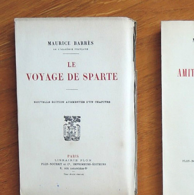 Maurice Barrès Le voayage de Sparte Plon 1921 mit großen Rändern ex 494 reiner Draht