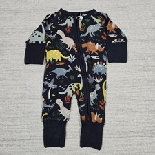 Little Sleepies Navy Jurassic Jungle Dinos Bamboo Zippy Sz Preemie One Piece NWT