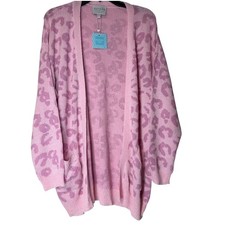 HAYDEN LA Wild Nights Leopard Animal Pink Open Cardigan Sweater Women S M Girly