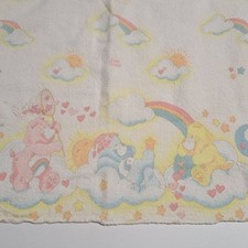 vintage 80's Care Bears Baby Receiving Blanket Nursery Pastel Lovey Bedtime