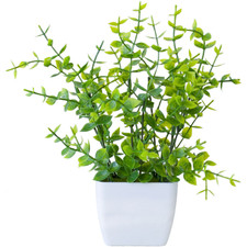 Artificial Potted Plants Set of 4 Faux Eucalyptus Small Indoor For Home Accent