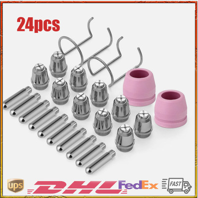 24pcs Plasma Cutter Torch Consumables Tip Kit For SG-55, AG-60, WSD-60, CUT50 60