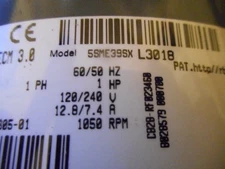 Genteq ECM 3.0 5SME39SXL3018  Blower Motor 1HP 120/240V 1050RPM Dated 3/12/2018