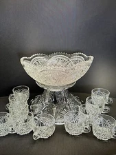 Exquisite American Brilliant Punch Bowl Set