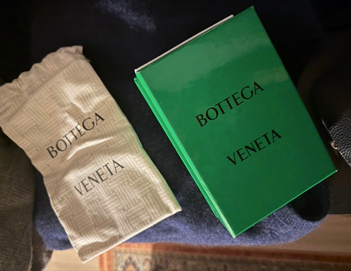 Bottega Veneta Woven Green/Beige Intrecciato Card Wallet