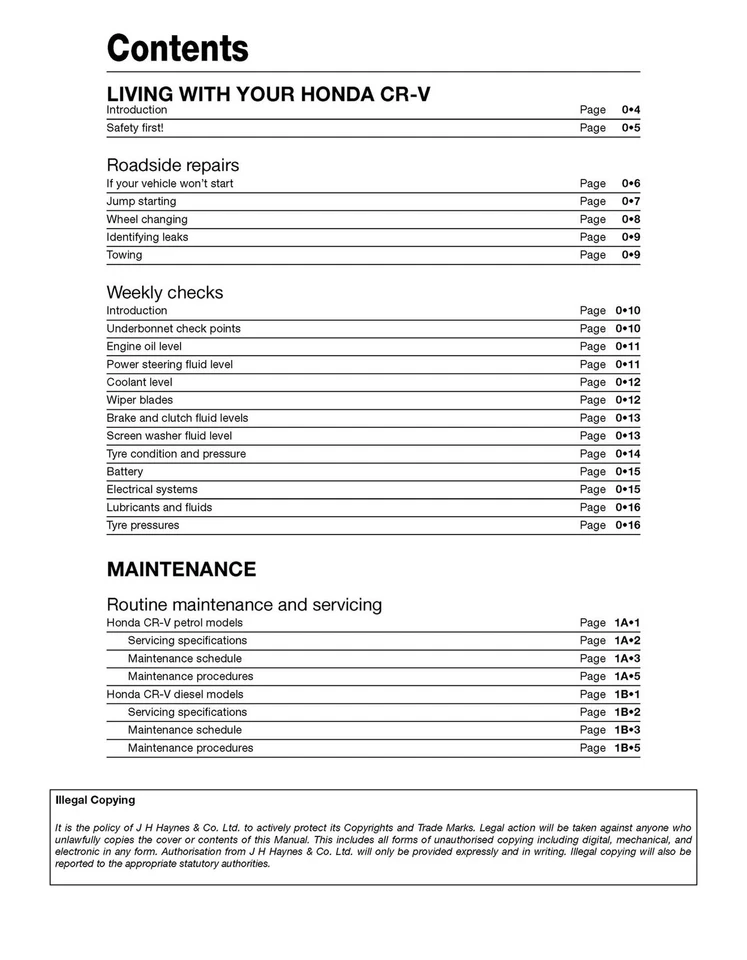 Honda CR-V Petrol & Diesel (2002-2006) Haynes Repair Manual - Image 3 of 4