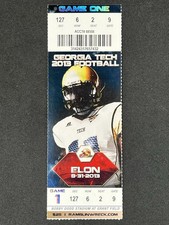 8-31-2013 Elon @ Georgia Tech Ticket - Harrison Butker College Debut / 8 PATs