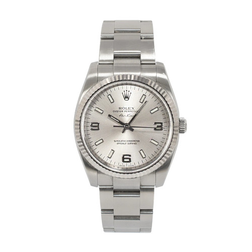 2007 Rolex Air King 34MM 114234 Silver Dial Fluted Oyster Stai...
