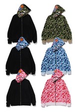 A BATHNIG APE Men's ABC CAMO REVERSIBLE SHARK FULL ZIP HOODIE 1L70115008