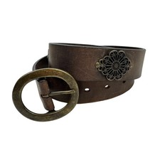 GAP Brown Leather Belt with Medallions Women's 32 Y2K USA Made