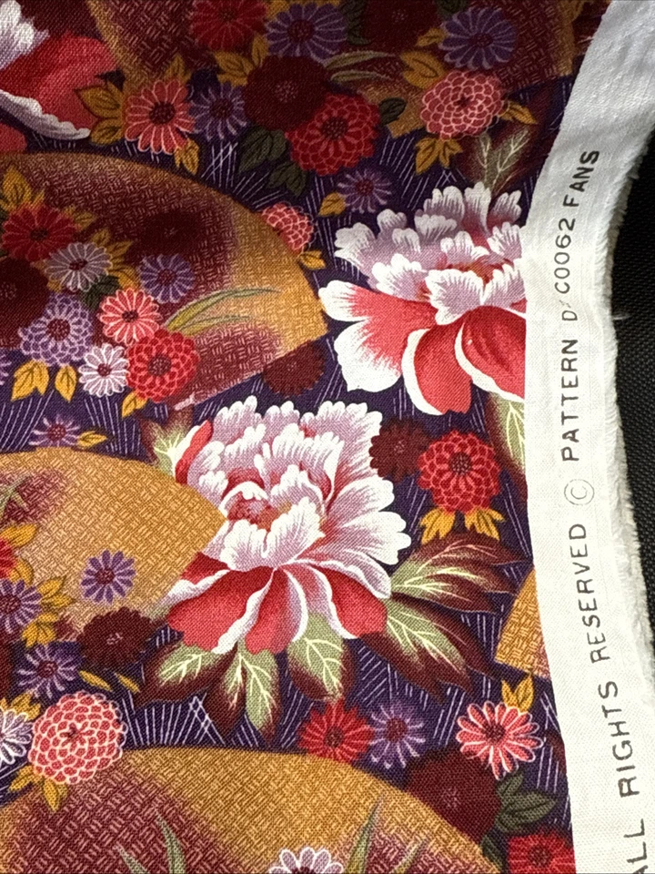 Cotton C0062 Fans Pattern Quilt Sew Fabric MICHAEL MILLER 5+ Yds - Image 3 of 4