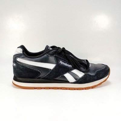 Reebok Harman Run Mens 9 Black And White Suede And Textile Gum Sole Sneakers 