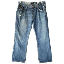 Ariat Jeans Mens 34/30 M4 Relaxed Boot Cut Denim Distressed Workwear 35x29