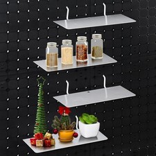 4 Pack White Metal Pegboard Shelves 7 x 3 Inch Sturdy Wall Mount Organizer