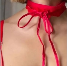 Free people X We are HAH All Choked Up Red Choker Lace Garter Size Small
