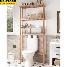 3-Tier Bamboo Over Toilet Shelf Adjustable Storage Organizer Space Saver New