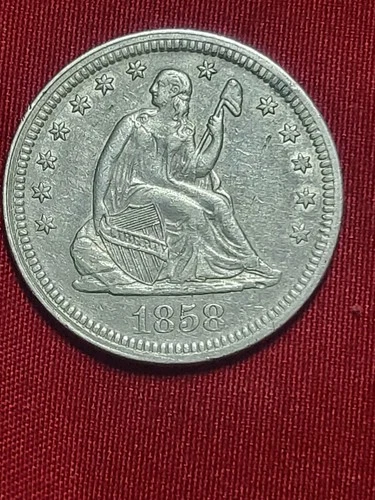 1858 Philadelphia Mint Silver Seated Liberty Quarter Uncirculated