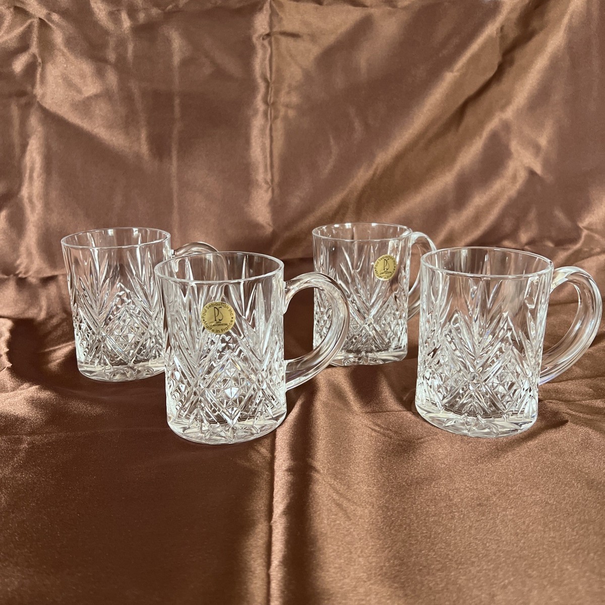 Paul Sebastian 24% Lead Crystal Glass Coffee Tea Mugs Cups 12 oz Set Of 4  Luxury | eBay