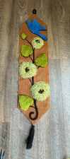 Vintage Wall Hanging 1970s Latch Hook Burlap Retro Boho