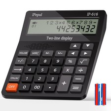 Calculators Desktop, Desk Calculator with Large 2 Line Display, Talking Black 
