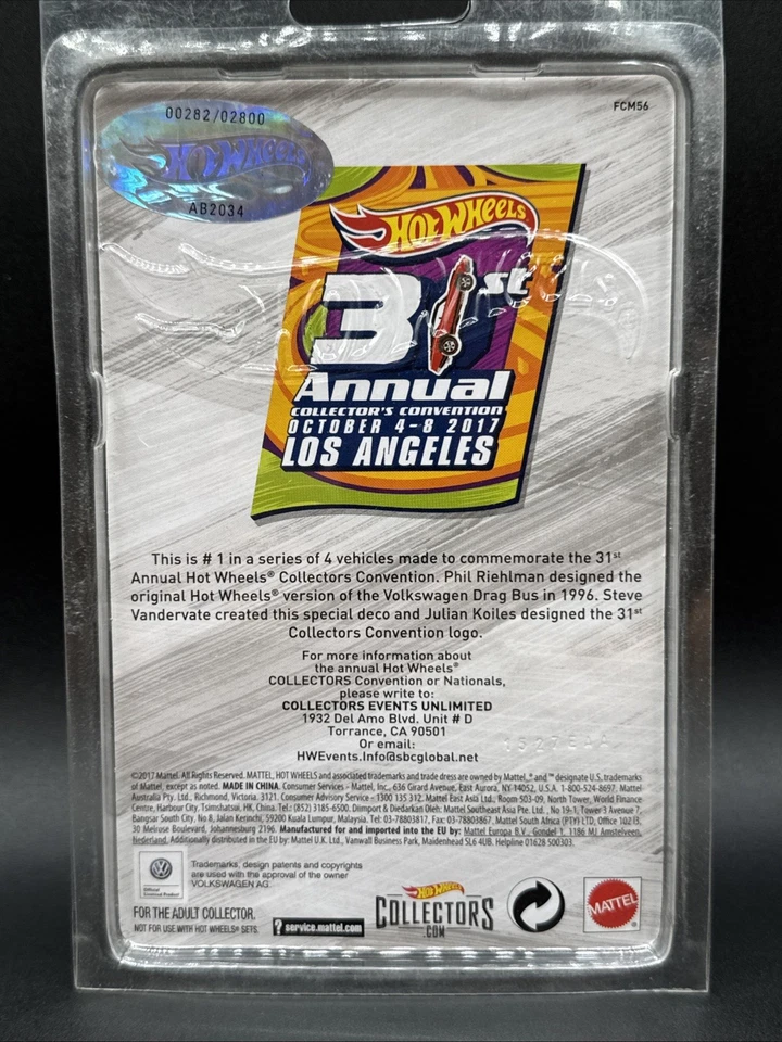 Low # 2017 Hot Wheels 31st Convention PINK VW VOLKSWAGEN DRAG BUS 00282/02800 - Image 4 of 4