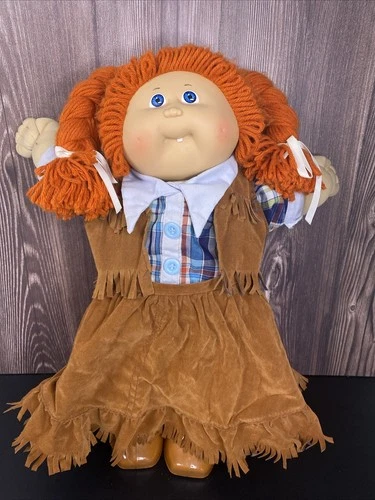 1985 Vintage Cowgirl Cabbage Patch doll w/ Orange/Red Braid hair, clothes, Boots