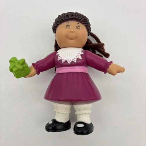 Vintage 1992 Cabbage Patch Kids Mini Figure Doll Girl Purple Dress Green Gift