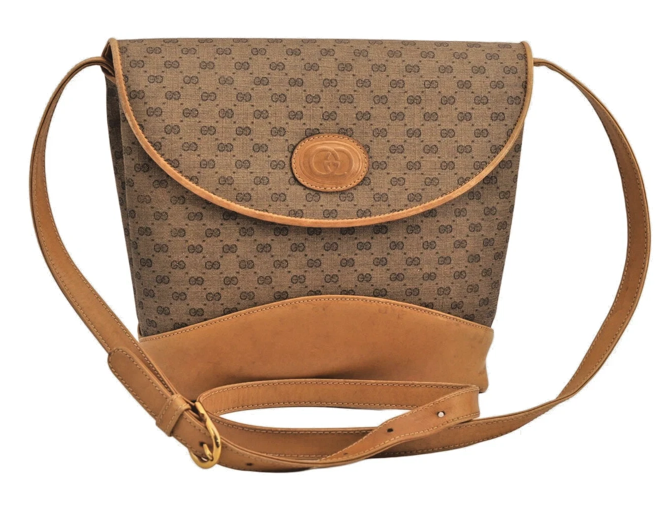 Autentica borsa a tracolla Gucci Micro GG PVC in pelle marrone