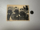 Vintage German WWII Era Military Photo Three Soldiers Tank Uniforms