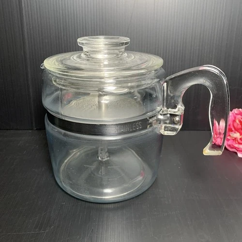 PYREX - VTG Flameware Glass Coffee Pot Percolator Complete - No. 7756