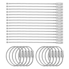 25pcs Wire Keychain Cable 4 Inch Plastic Coated Silver