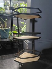 Hexagon Wall Shelf Unit – Industrial Metal & Wood – Floating Shelves