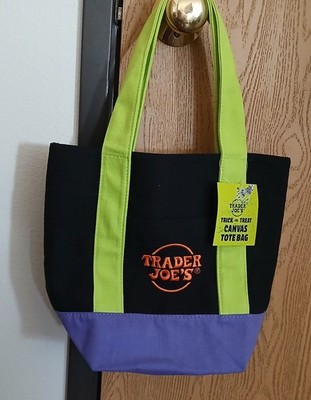 Trader Joe s 2025 Mini Halloween Tote Bag Black Purple Lime Orange NEW