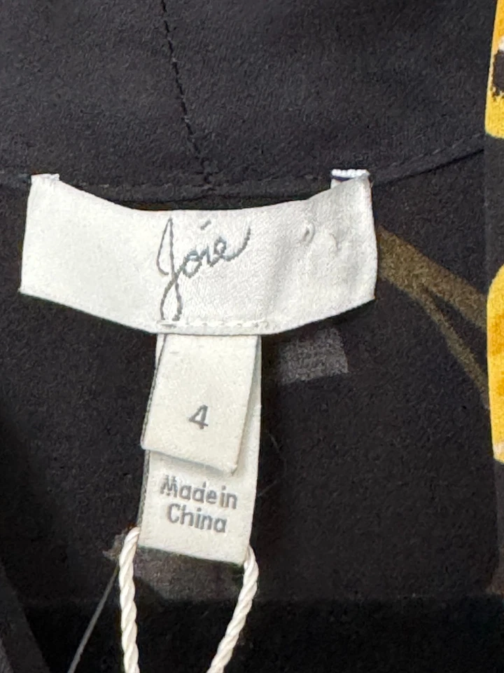 Nuevo Vestido Joie Gyan Talla 4 Mujer Color Cavior Negro Amarillo Corto BOHO $398 NUEVO CON ETIQUETAS Foto 3 de 4