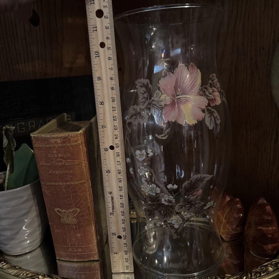 "Vela de huracán floral de colección de 11,5"" con base de latón Boho MCM casa de campo granja central" Foto 3 de 4