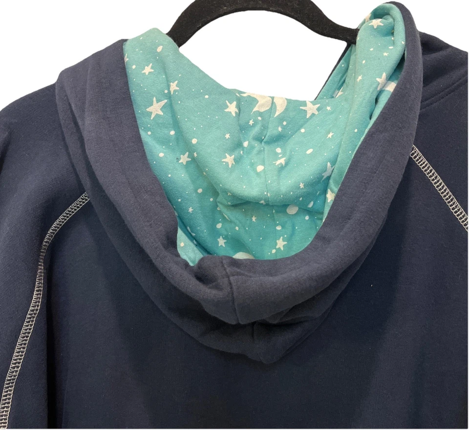 Lazy One Sleep Hoodie Navy L/XL Lounge Reader Bedtime Pocket Cozy Sweatshirt New - Image 4 of 4