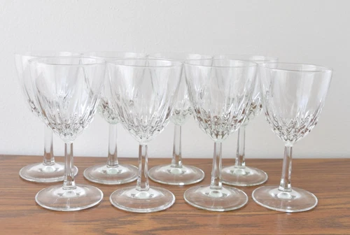Set of 8 Luminarc Wine Glasses Cristal d'Arques Durand Diamant Claret France 