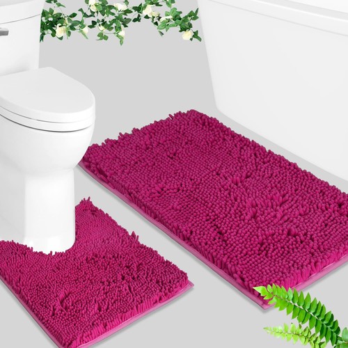 Chenille Bath Rug Set 2-Piece - Absorbent Non-Slip Mats Soft Bathroom Decor - 第 44/239 張圖片