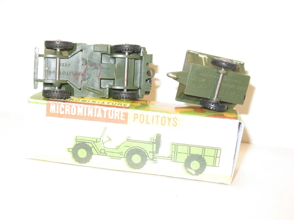 POLITOYS, Jeep Willys Militare Con Rimorchio E Soldato Seduto - Immagine 4 di 4